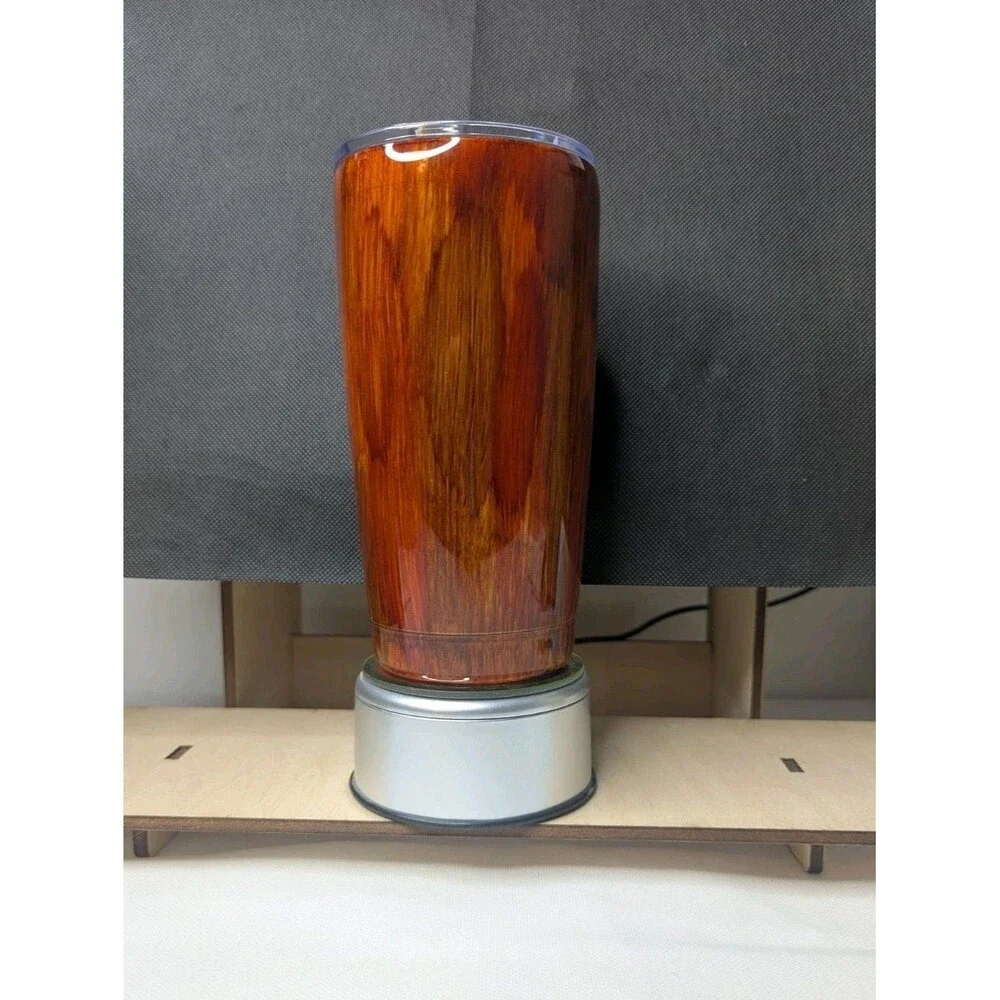 Woodgrain Tumbler - Handmade, Painted, Resin, Brown, Orange, 20 oz